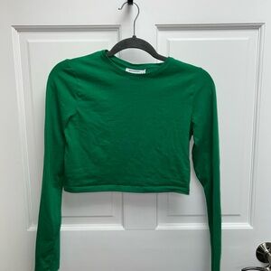 Weekday Green Long Sleeve Crop Top